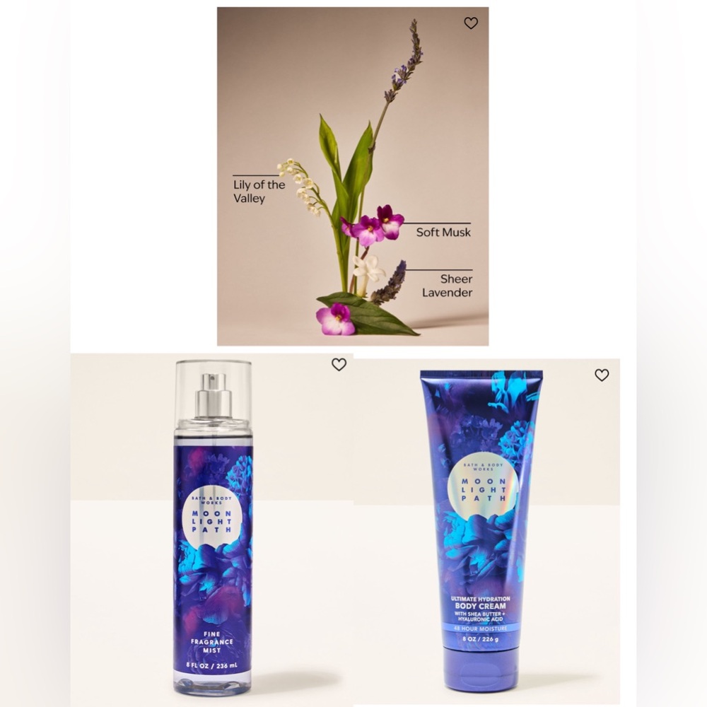 Bath & Body Works Moonlight Path Body Cream & Mist Set